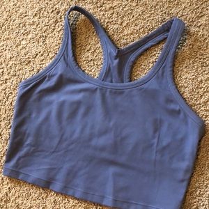Steel blue cropped athletic top w/ built in bra